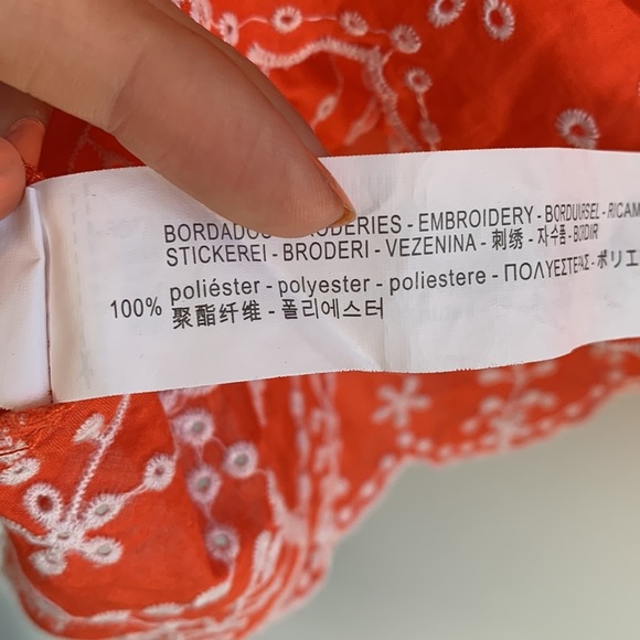 Zara Red Blouse with White Embroidery - Picture 4 of 4
